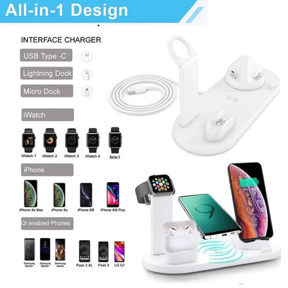 ChargeHub™ Pro 4-in-1 Wireless Dock – One Stand. Total Power. Zero Clutter
